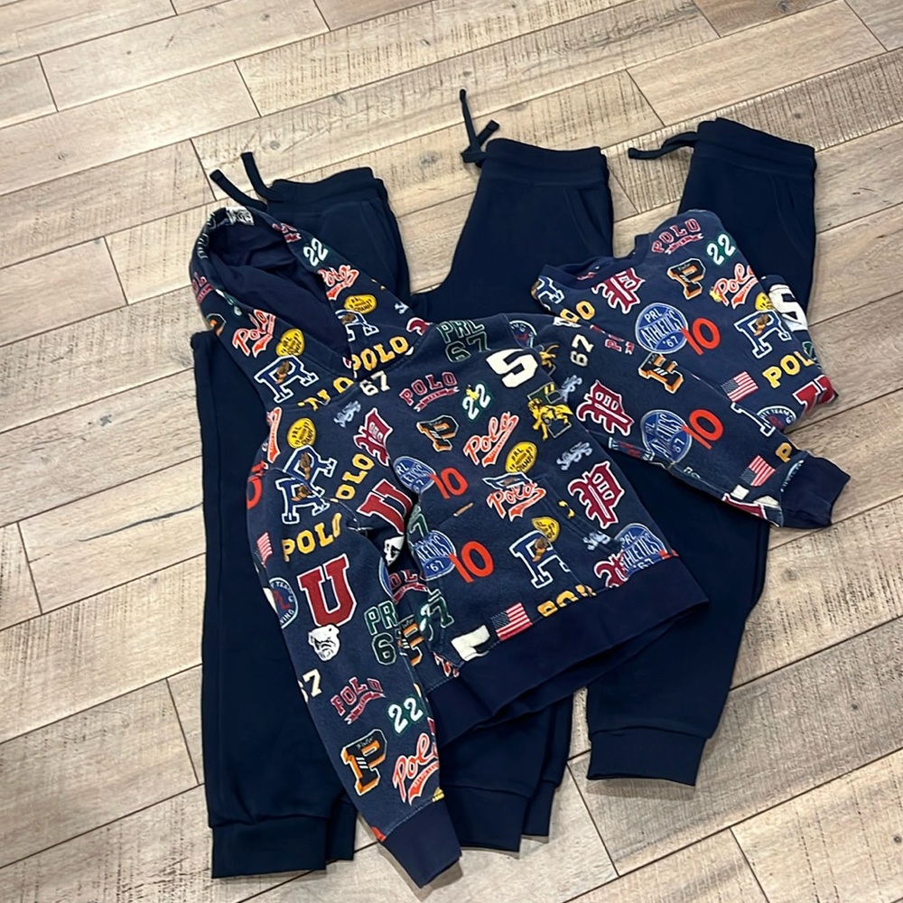 Polo Ralph Lauren Hoodie & T-shirt w / 3 Primark Joggers size 10/12